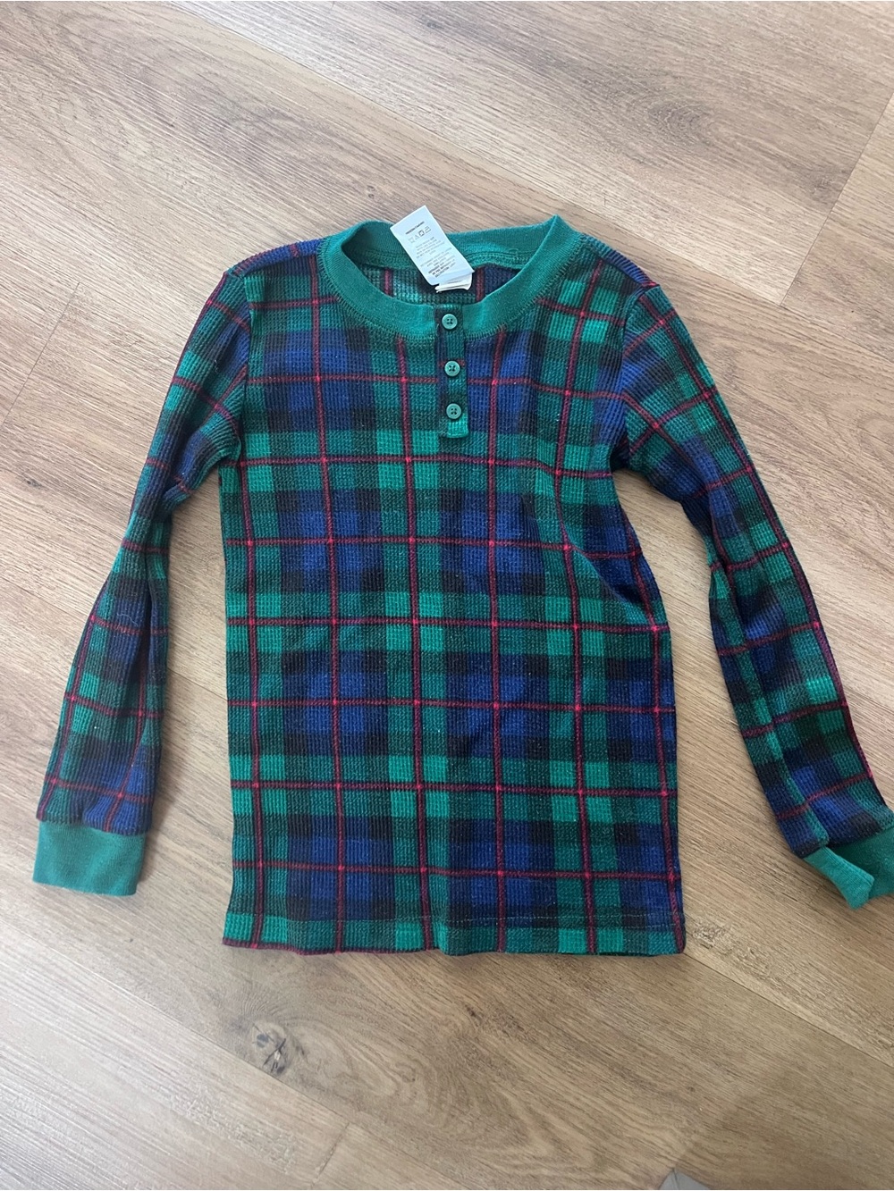 Pj Place Green Plaid Long-Sleeve Henley Pajama Top 5T